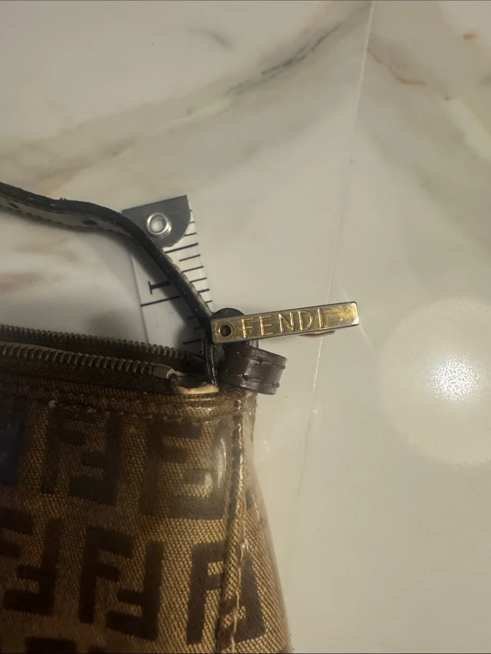 Fendi Brown Monogram  Bag with Beige leather interior